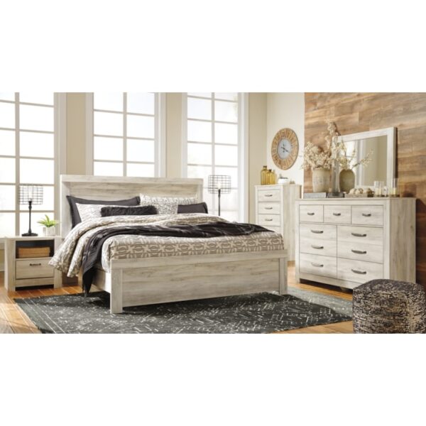 King Panel Bed, Dresser, Mirror, Chest And 2 Nightstands