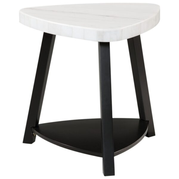 Contemporary End Table with White Marble Top