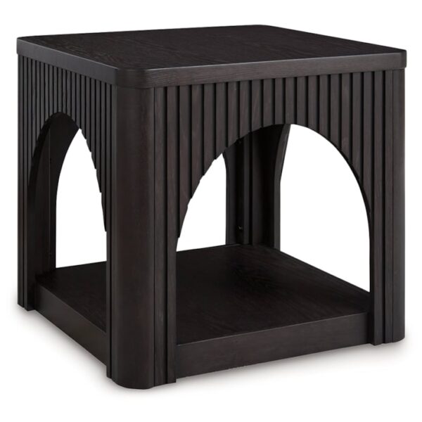 Square End Table with Arched Design