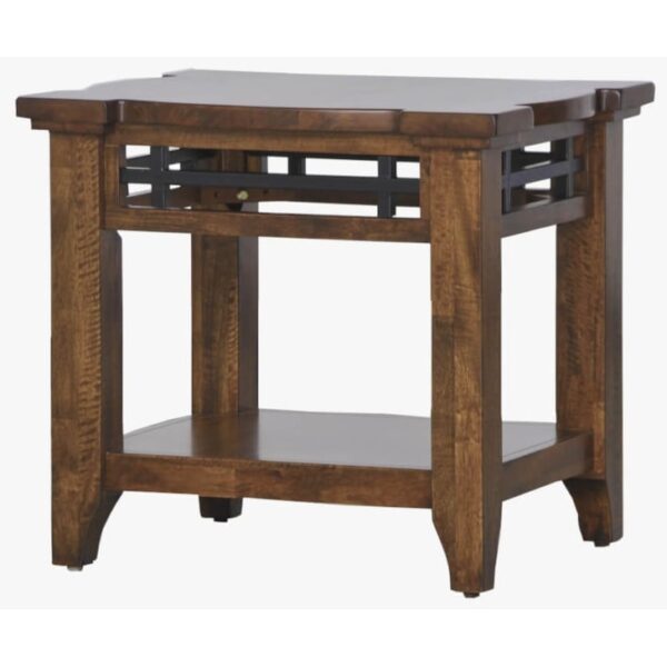 Rustic Chairside Table with Lower Display Shelf
