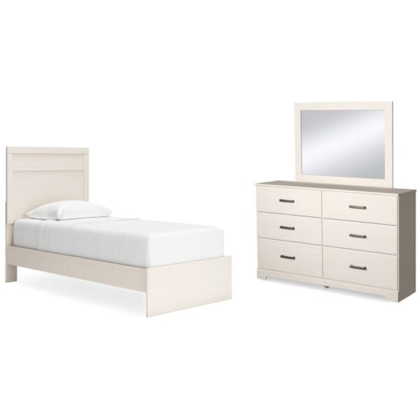 Twin Panel Bed, Dresser And Mirror