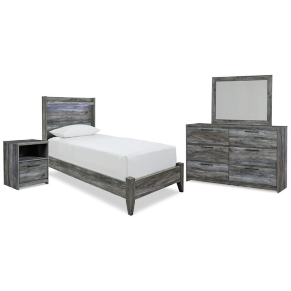 Twin Panel Bed, Dresser, Mirror And Nightstand