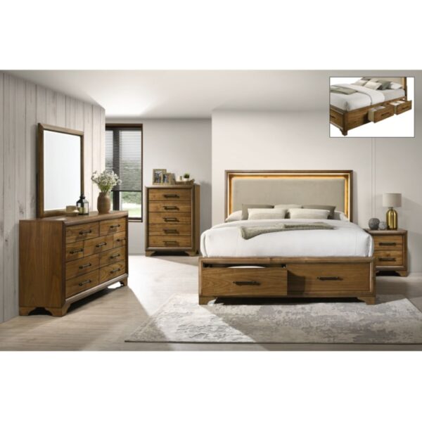 Transitional 5-Piece Upholstered Queen Storage Bedroom Set