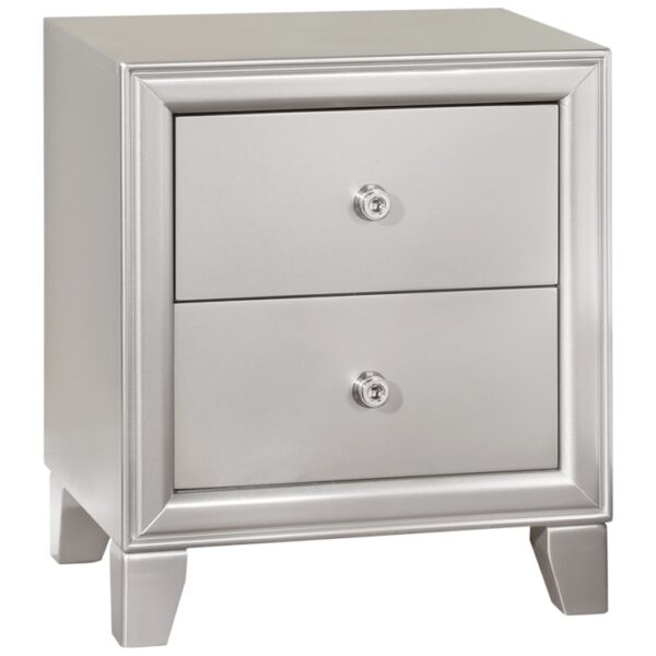 Contemporary 2-Drawer Nightstand with Champagne Finish