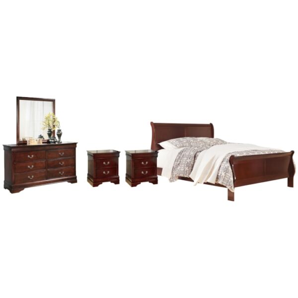Queen Sleigh Bed, Dresser, Mirror, Chest And 2 Nightstands