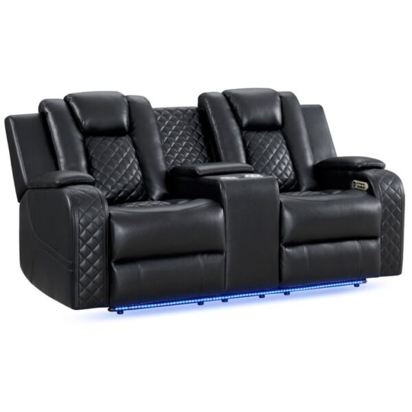 Casual Power Reclining Loveseat with Power Headrest & Storage Console