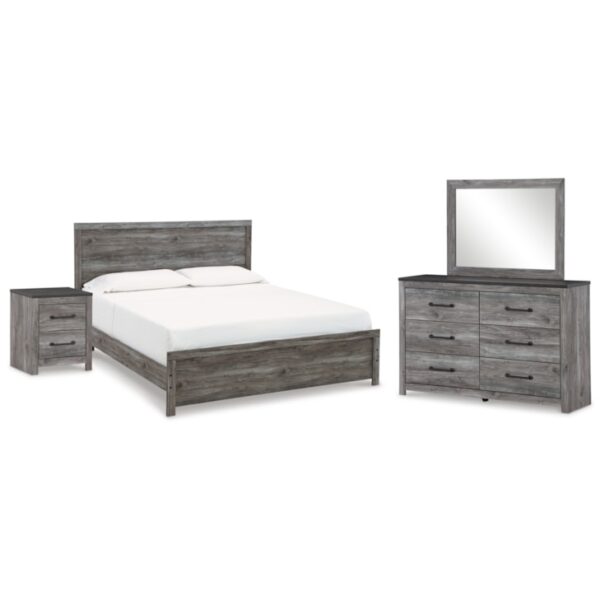 King Panel Bed, Dresser, Mirror And Nightstand
