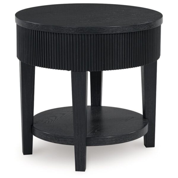 Round End Table with Reeded Apron
