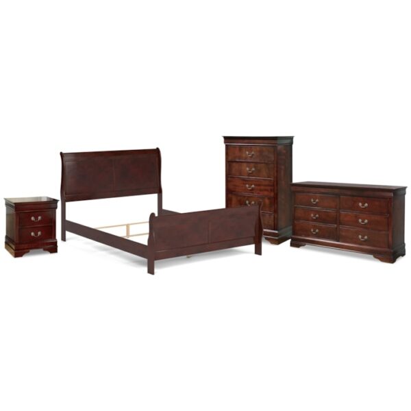 Queen Sleigh Bed, Dresser, Mirror, 2 Chests And 2 Nightstands