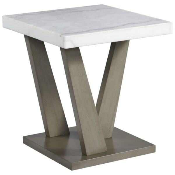Contemporary Square End Table with White Marble Top