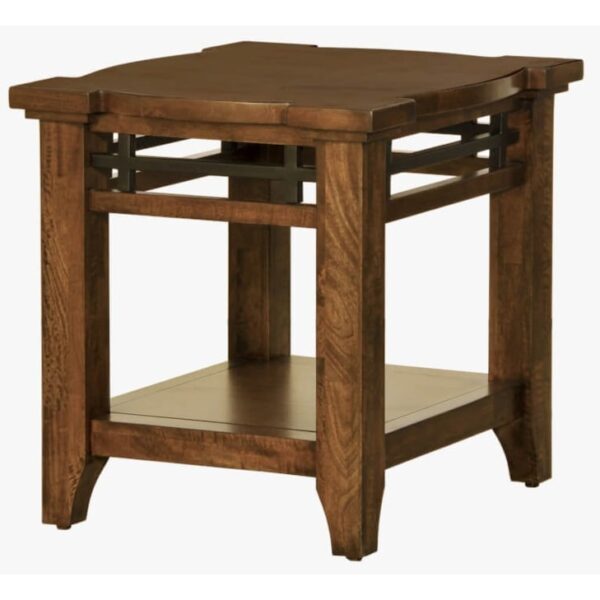 Rustic Lamp Table with Lower Display Shelf