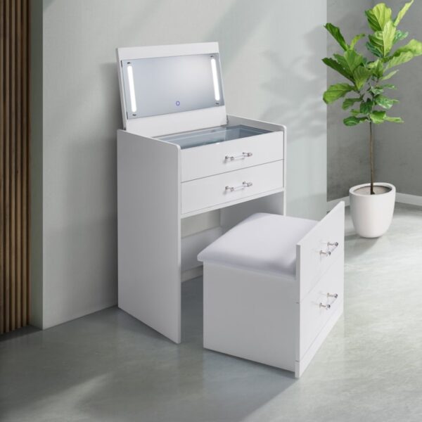 Contemporary Mini Vanity with Stool and LED Lights