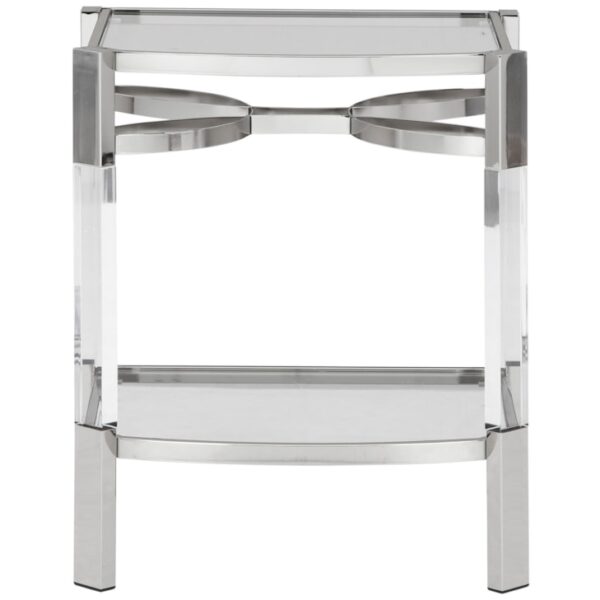Metal/Acrylic Accent Table with Glass Top and Glass Shelf