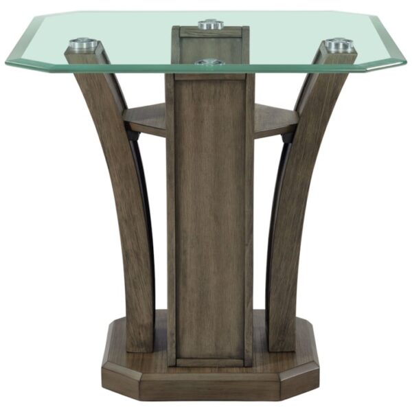 Square Wood End Table w/ Glass Top