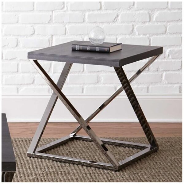 Contemporary Square End Table with Metal Frame