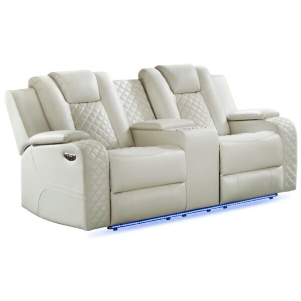 Casual Power Reclining Loveseat with Power Headrest & Storage Console