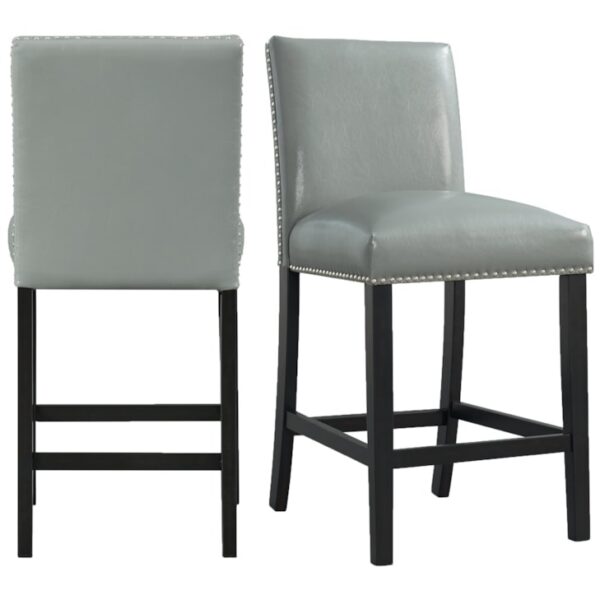Set of 2 Transitional Counter Height Faux Leather Side Chairs