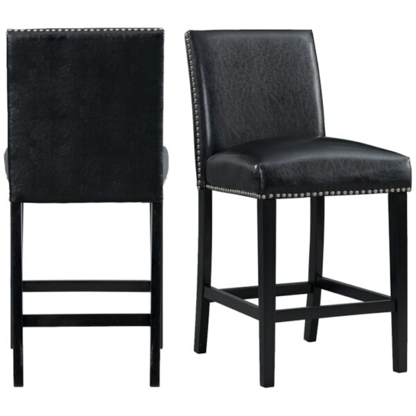 Set of 2 Transitional Counter Height Faux Leather Side Chairs