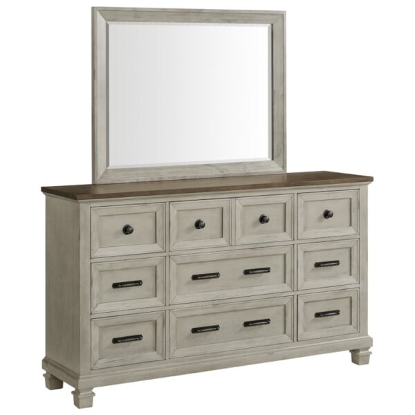 Farmhouse 9-Drawer Dresser with Mirror