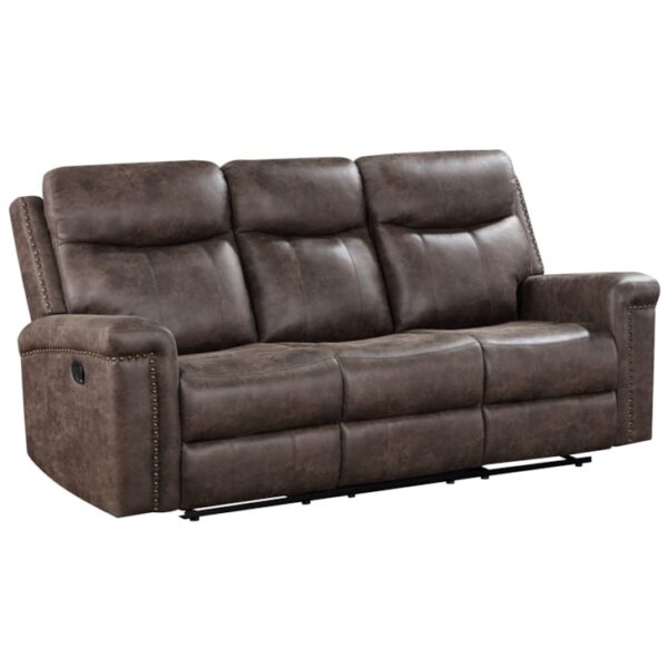 Transitional Dual Reclining Sofa with Nail-Head Trim