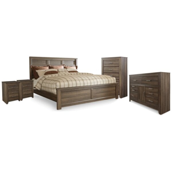 King Panel Bed, Dresser, Chest And 2 Nightstands