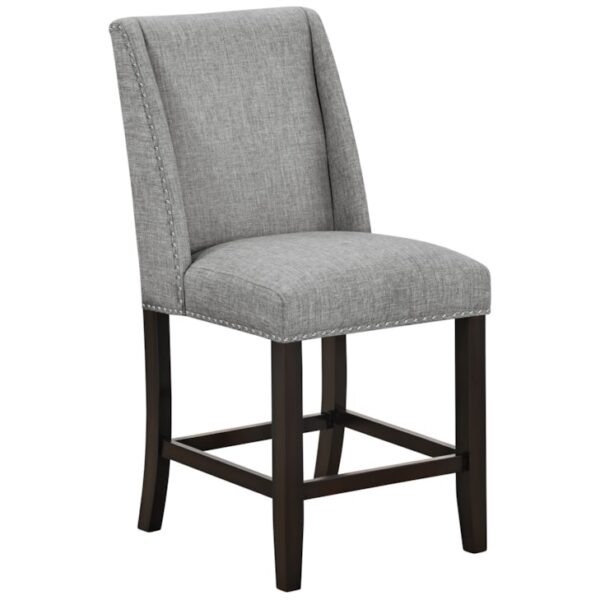 Transitional Gray Counter Chair with Nailhead Trim