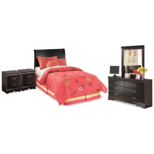 Twin Sleigh Headboard, Dresser, Mirror And 2 Nightstands