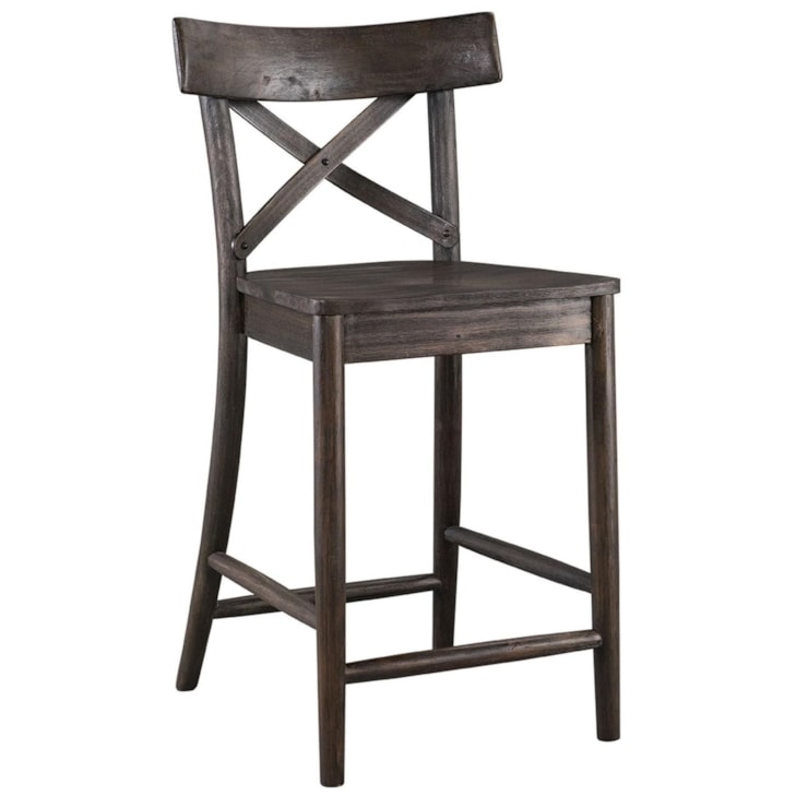 Rustic 24" Counter Height Stool with X-Back Design - Image 1