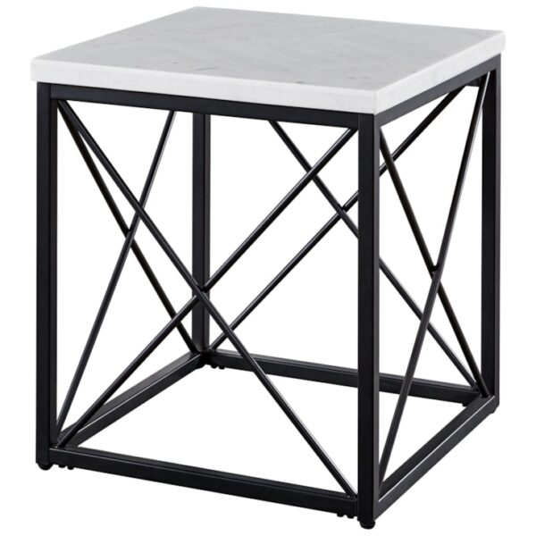 Contemporary White Marble Top Square End Table