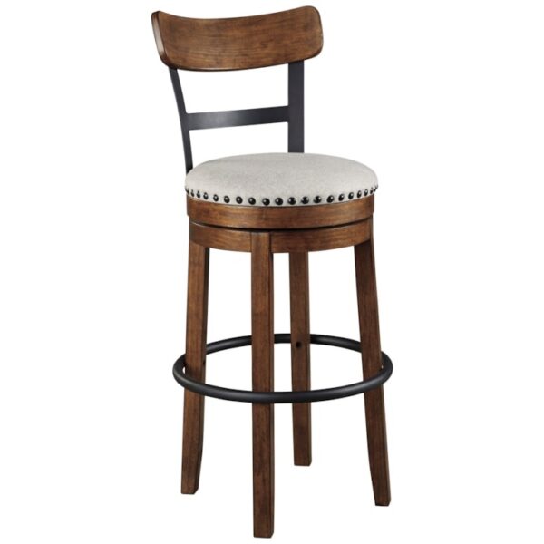 Upholstered Swivel Barstool with Nailhead Trim