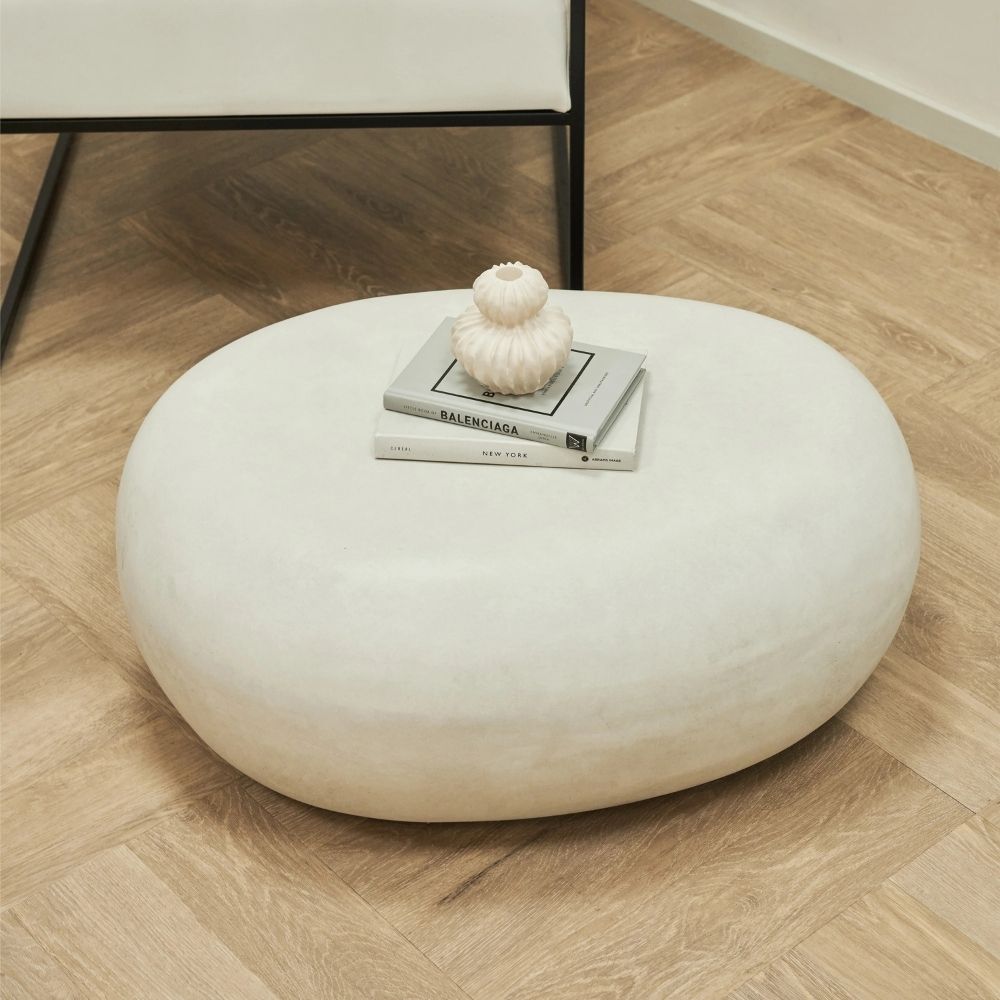 FCT28_3_1024x1024.jpg ROCCO Indoor & Outdoor Pebble Coffee Table 73cm - White Concrete - Image 1